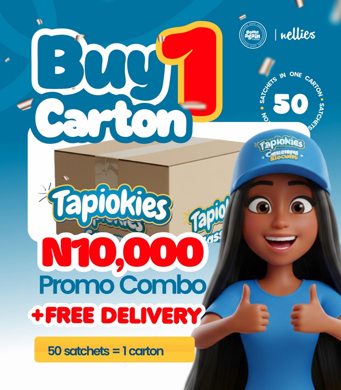 A carton of Tapiokies cassava biscuits